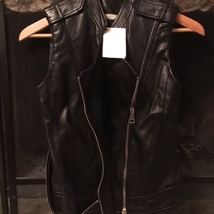 NWT Bouchra Jarrar 100% Lambskin Moto Vest